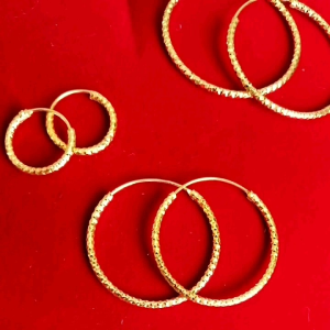 24K GOLD PLATED EARRINGS SUBANG BULAT CINCIN HOOPS EARRINGS (tak mudah luntur warna) SUBANG EMAS TELINGA BANGKOK