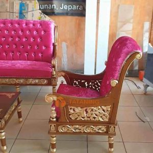 SOFA TAMU LUNA KAYU JATI FINISHING MEWAH KURSI MEJA KOPI DEKORASI RUANG TAMU SET MURAH TATANING FURNITURES JEPARA