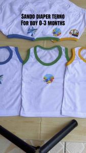 Baby White Spot Terno Short Diaper Style for Baby Boy 0-3 Months Cotton