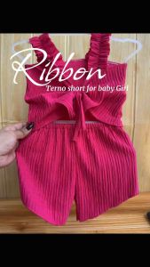 Infant Terno Tube B ig Ribbon and Months Short BarCrepe for Girl 0-12