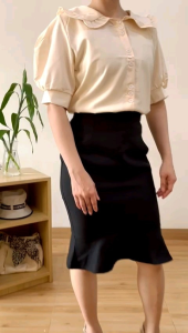 ●ECLAIRE● 02L Kemeja Collar Kelapak Shortsleeves Lengan Pendek Kasual Kerja Casual Mode Korea Modis Import 5520