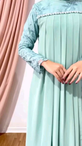 KODE JNH - Gamis Naila Tile Bordir Kombinasi Ceruty Babydoll / Gamis Kondangan / Dress Mewah Elegant / Gamis Kekinian