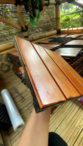 Decking Tile Lantai Kayu Jati Model Salur Sudah Finishing / Ukuran 30x30 cm / Parkit / Flooring / Interlock / Decking Kayu Outdoor - Indoor