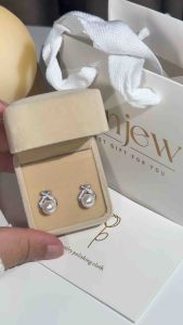 nnjew ต่างหู รุ่น Pearl Drop ไข่มุก และ เพชร ต่างหูแฟชั่น ผู้หญิง