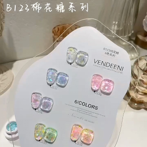 Set gel nhũ kẹo bông Vendeeni 6 màu ( tặng kèm bảng màu )