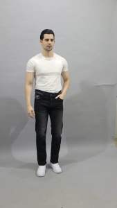 Celana Denim Slim Fit Selvedge Accent Detroit Black Spray Wisker