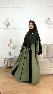 Gamis Lebaran Terbaru Set Hijab Berkah 165 Size S - Xxxl
