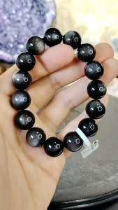 Natural Mexico Premium Grade Silver Sheen Obsidian Crystal Beads Bracelet SOB04 #Obsidian #CrystalBracelet #Naturalcrystal #ObsidianBracelet #SilverObsidian