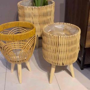 🔥Ready Stock🔥Bakul Rotan🔥Pasu Berkaki Flower Pot Rotan Pasu Bunga Rattan🔥Office/Home/school