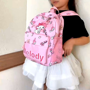32cm New Sanrio Backpack Bag Sekolah Kids School Bag sekolah Tadika Rendah Kinds Travel Bag Nylon Waterproof Kuromi Melody Cinnamoroll Pochacoo Hello Kitty