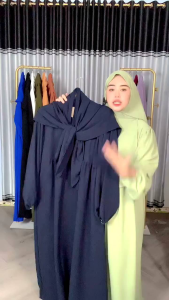 Gamis Terlaris 2024: Set Hijab Syari Crinkle Airflow & Oval Pashmina Premium