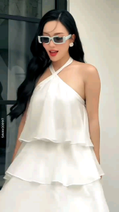 Alea Long Dress Putih pantai Summer Ruflle Korean Vintage