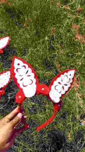 Bando Merah Putih Flanel Handmade – Aksesoris Rambut Cantik untuk Acara & Aktivitas Harian