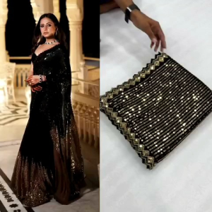 Stunning and Stylist Party Collection Full Sequence Work Saree with Beautiful Golden Sequence Work on Boarders (Pre-Order: 2/3 Weeks Delivery) MW-ITG170725