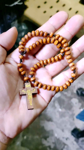 Pocket Wood Rosary Religious Church Craft Sacramental Sign