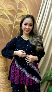stelan wanita kekinian oneset celana stelan batik cap bahan rayon adem lembut nyaman dipakai busui