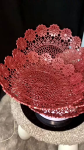 PIRING ROTAN MOTIF BUNGA BULAT TEBAL ISI 12PCS/1 LUSIN