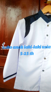 baju koko putih anak laki-laki lengan panjang baju koko anak usia 8-15 tahun motif tanduk rusa terbaru