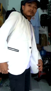 JAS FORMAL PUTIH TULANG LIST HITAM