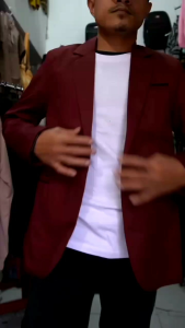 JAS BLAZER CASUAL MAROON LIST HITAM