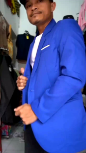 Jas Blazer biru List putih