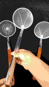 serokan/saringan mie ayam/mie rebus/serbaguna pegangan stainless steel sambung kayu & full stainless steel anti karat model terbaru BEST SELLER