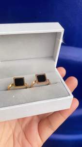 Cincin Titanium Persegi Petak Perhiasan Anti Karat Klasik CXB307
