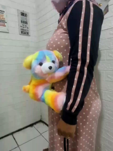 Tas Boneka Teddy Bear Merangkul Tas Selempang Bulu Mawar Lucu