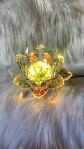 Cặp Đèn Sen Pha Lê Nhỏ Gắn Chân Lư Đồng Led Đổi Màu 220V