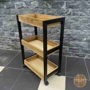 3-tier Wooden Storage Trolley (Whole Wood) (Suitable for kitchen use) (with wheels) | Organizer rack shelf | Kitchen rack | Rak Serbaguna Bertingkat Murah Rak Letak Barang | Storage Rack Solid wood 架子置物架 | 架子 | 置物架