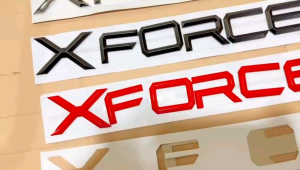 Emblem Kap Mesin Hood Mobil XFORCE X Force Hitam Chrome Merah