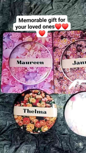 58mm 3D Floral Customized Name Pin or Pocket Mirror – Personalized Gift Item