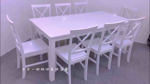 ❤️familystar2u - 8 Seater Full Solid Wood Dining Set 1 Table + 8 Chairs Ready Stock White / Set Meja Makan 8 Kerusi