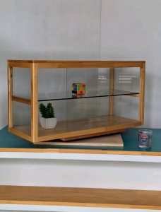 ตู้โชว์ สินค้า อาหาร เบเกอรี่ เครื่องครัว ทรงสี่เหลี่ยมผืนผ้า สไตล์มินิมอล ขนาดใหญ่ (ยาว80 × ลึก32 × สูง41 ซม.) มีบานหลังเลื่อนและเอาออกได้