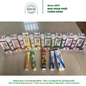 Viên C sủi Vitamin C bổ sung vitamin thanh nhiệt giải khát vị cam chanh dây dứa việt quất dưa lưới actiso bò húc