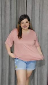 (2XL TO 4XL ONE SIZE) PLUS SIZE PASTEL THIN BREATHABLE FABRIC COTTON SPANDEX OVERSIZED CASUAL ROUND NECK COMFORT BASIC WOMENSWEAR TOP