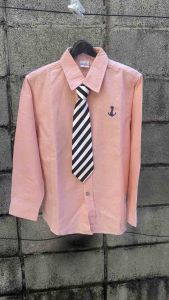 เสื้อเชิ้ตเด็กแขนยาวสีโอรส(2-13ปี)