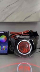 Lampu depan smash titan custome Biled ASLI projector 25 in devil RGB Ring slim + Relay