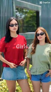Cindy Peplum Blouse for Women Ruffled Edge and Round Neck