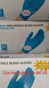 Găng Tay Vinyl/Nitrile Xanh (Hộp 100 Cái) Size S/M Nội Địa Trung Dùng Trong Xăm Hình Thẩm Mỹ Thực Phẩm