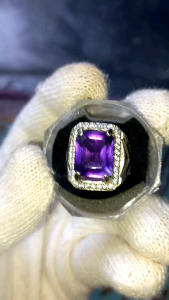 natural (amethyst)kecubung ungu terang gosokan mulus inklusi hal yg wajar karna natural alam.dim 13×11×8mm alpaka suoer no.9