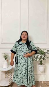 Daster jumbo rayon ld 140 5XL busui muat bb 100kg lengan pendek-Daster jumbo rayon premium terbaru