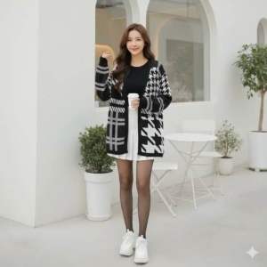 Long tary outher knit cardigan cewek model korea kasual