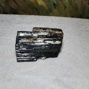 928 grams Raw Black Tourmaline with silvery Mica very reflective surface [Natural Crystal]