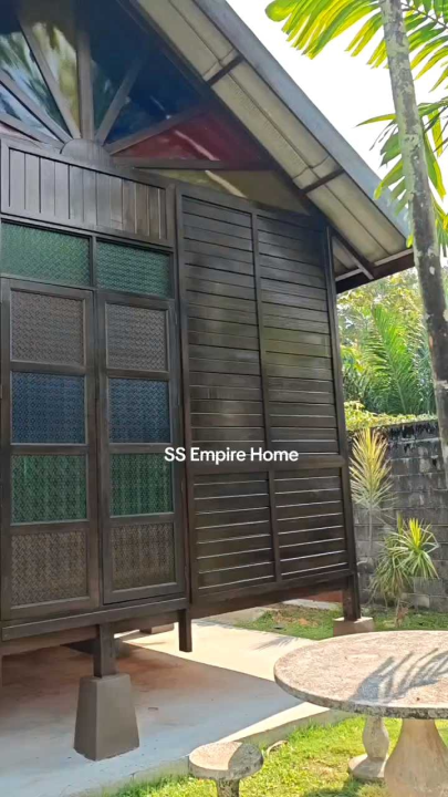 Gazebo Large House 18x16 kaki Balau Rumah Kayu Double Roof Wood Pondok Kayu Handmade Outdoor Garden Fence Taman Tandas