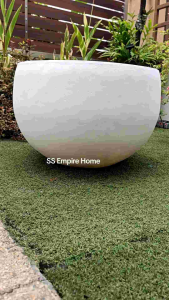 REX FP15 Tall White Fiberglass White Round Lotus Water Lily Plant Flower Conical Flat Pot Pasu Bunga Garden Pokok Bonzai