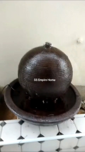 S88 Black No Stand Feng Shui Water Fountain Ball Kolam Air Sandstone Garden Water Feature Balinese 风水流水喷泉瀑布池 Home B