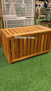 Wooden Storage Box Bench Acacia Solid Wood Compartment Heavy Duty Indoor Outdoor Home Car porch Almari Peti Simpan