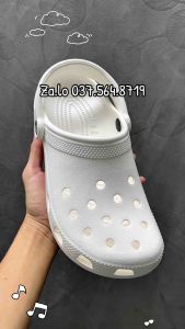 [Hàng nguyên chính hãng] Dép crocs trắng kiểu basic clog màu xinh cân mọi outfit form rộng nên lùi 1 size