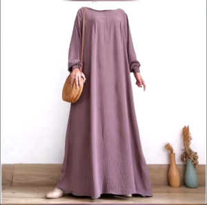 Gamis Polos Terbaru Dengan Bahan Crinkle Airflow & Gamis Muslim Busui Sleting